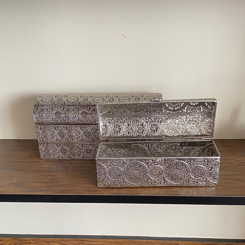 Silver Ornate Decorative Boxes - Picture 2 of 2
